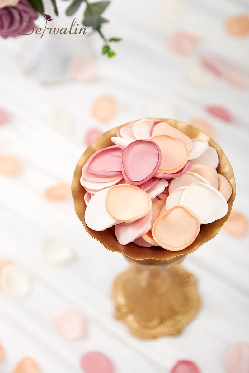 Serwalin 300Pcs Silk Rose Petals Artificial Flower Petals for Weddings Champagne Gold Petals Fake Flower Girl Petals for Wedding Flower Girl Basket Aisle Runner Bridal Shower (4 Color Mixes) - Image 3