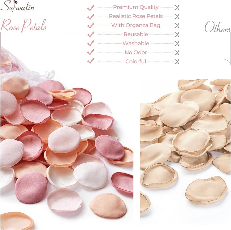 Serwalin 300Pcs Silk Rose Petals Artificial Flower Petals for Weddings Champagne Gold Petals Fake Flower Girl Petals for Wedding Flower Girl Basket Aisle Runner Bridal Shower (4 Color Mixes) - Image 5