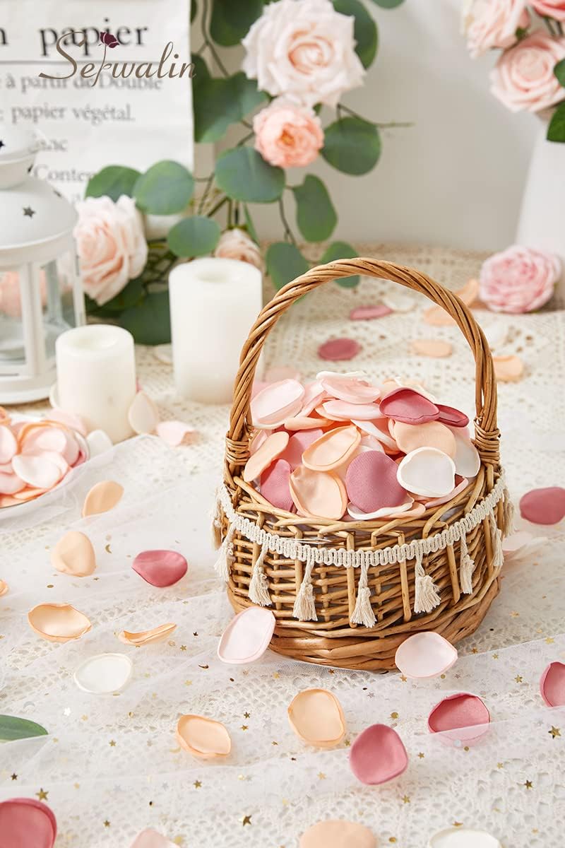 Serwalin 300Pcs Silk Rose Petals Artificial Flower Petals for Weddings Champagne Gold Petals Fake Flower Girl Petals for Wedding Flower Girl Basket Aisle Runner Bridal Shower (4 Color Mixes) - Image 2