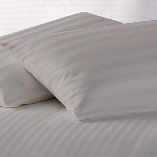 Linenovation Cotton Luxurious Striped 2 Piece Sateen Pillow Cover Set King Size 20 inch x 36 inchGrey - Image 2