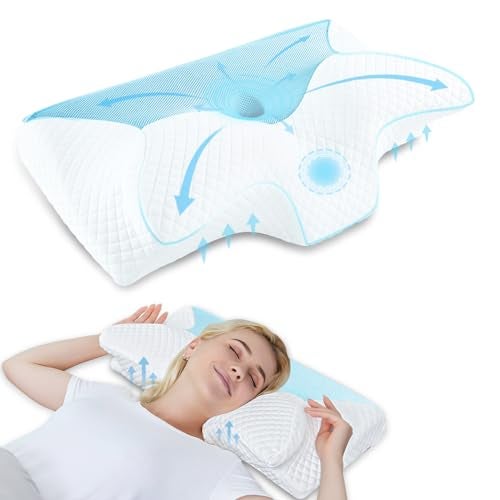 HOMCA Cervical Pillow Memory Foam Pillows - Contour Memory Foam Pillow for Neck Pain Relief, Orthopedic Neck Bed Pillow for Side Sleepers Back and Stomach - Image 1