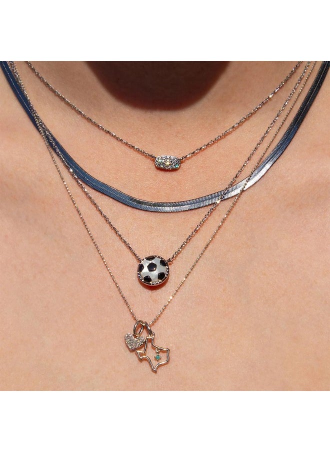 Kendra Scott Kendra Scott Soccer Rhodium-Plated Short Pendant Necklace in Ivory Mother of Pearl, Fashion Jewelry for Women  - Image 2