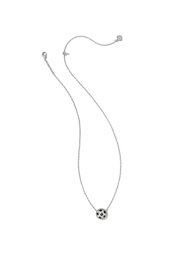 Kendra Scott Kendra Scott Soccer Rhodium-Plated Short Pendant Necklace in Ivory Mother of Pearl, Fashion Jewelry for Women  - Image 1