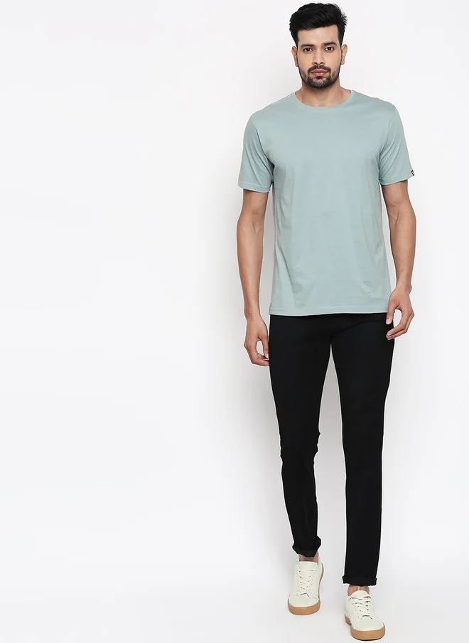 The Souled Store  The Souled Store Men Regular Fit Solid Sage Green T-Shirt  | Best Price UAE