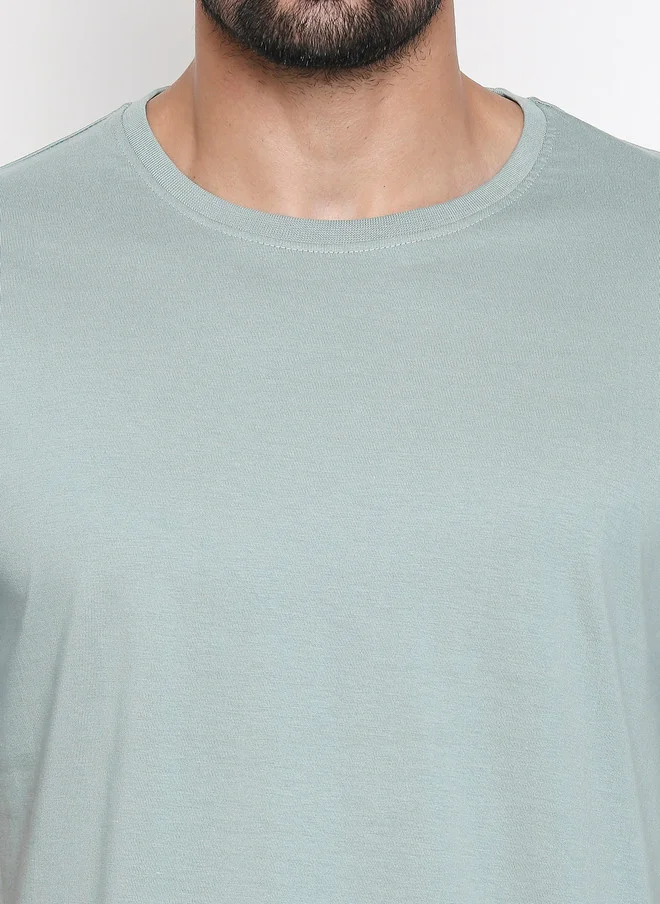 The Souled Store  The Souled Store Men Regular Fit Solid Sage Green T-Shirt  | Best Price UAE