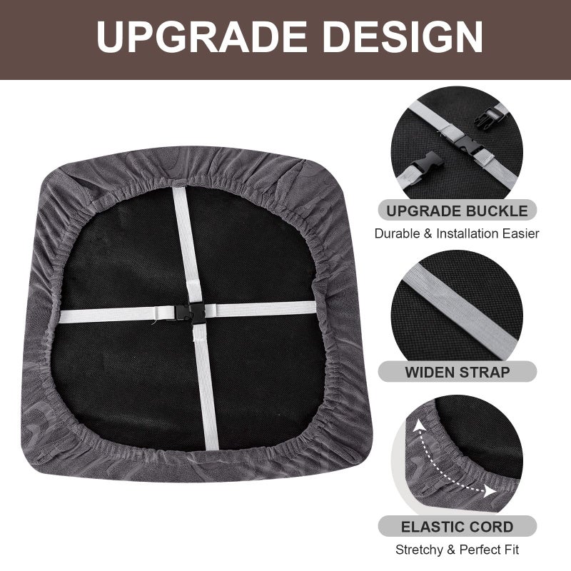 Genina Chair Seat Covers Waterproof Dining Room Chair Covers 4 Pack Stretch Seat Covers for Dinning Room Chair Protector Slipcover for Kitchen, Hotel (4, Flower Pattern-Dark Gray) - Image 4