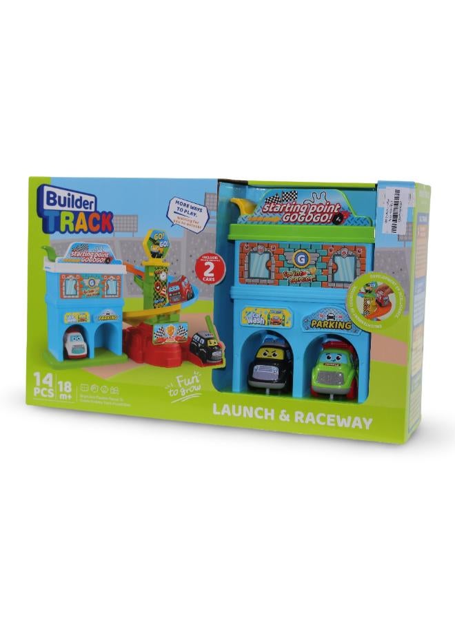 Builder Track Garage & Slide Playset with 2 Cars - Image 1