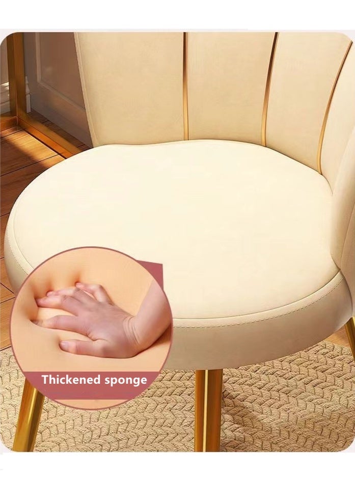 Kutis 1-Piece Metal Makeup Chair For Bedroom Living Room Velvet Fabric Steel White And Gold 43x57x75 cm - Image 3