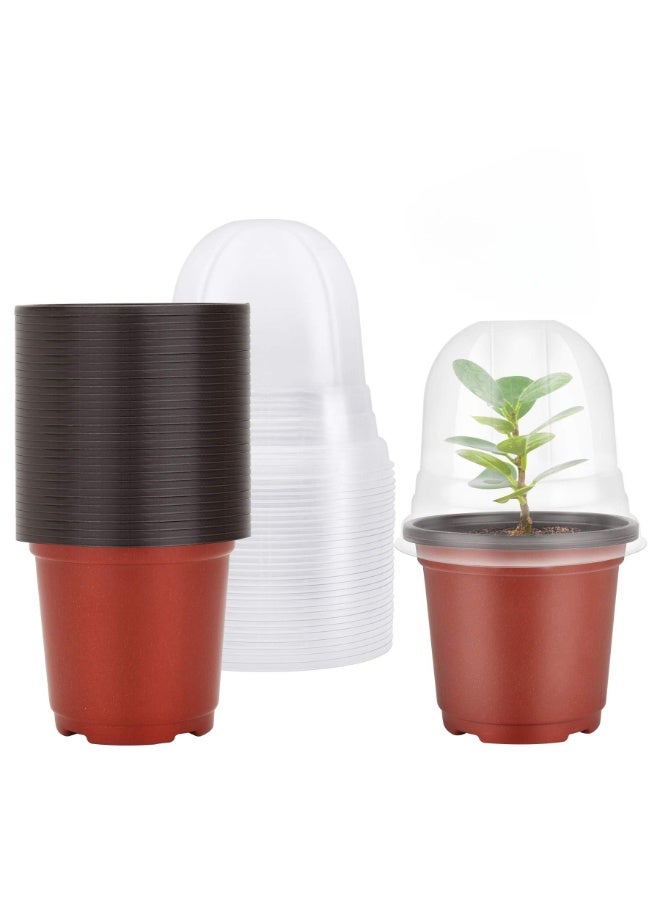 Plant Nursery Pots with Humidity Dome 4" Soft Transparent Plastic Gardening Pot Planting Containers Cups Planter Small Starter Seed Starting Trays for Seedling?30 Sets - Image 1