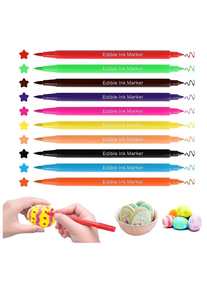 بريميفي 10 قطع من أقلام ألوان الطعام الصالحة للأكل، أقلام تلوين طعام مزدوجة الجوانب مع طرف سميك ورفيع - Image 1