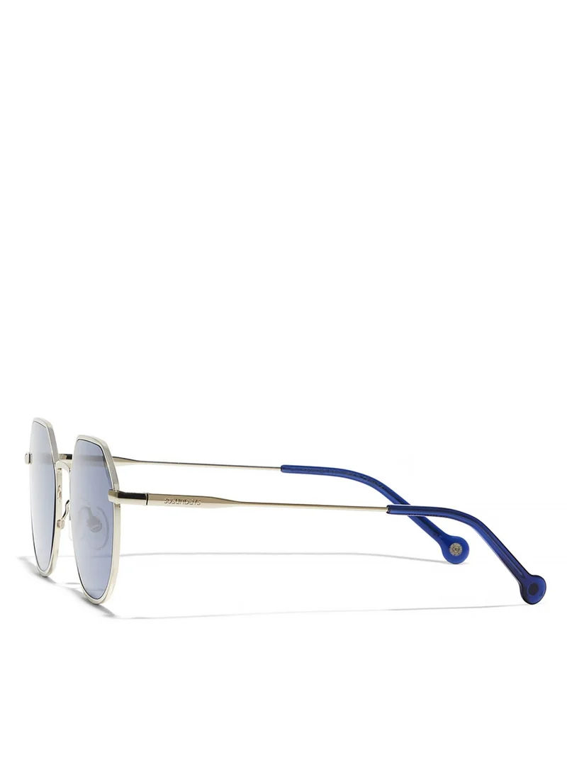 30 سندايز TURN UP Men Blue Sunglasses - Frame Material: Metal - Lens Color: Blue- Frame Color: Silver - Full Rim