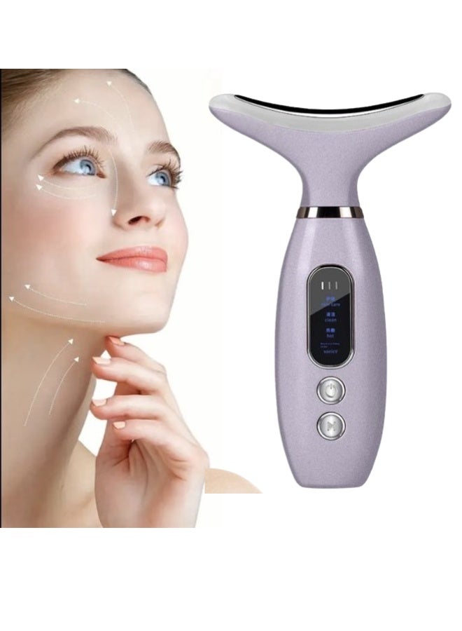 جهاز تجميل الوجه والرقبة - مدلك وجه كهربائي محمول مزود بتقنية الاهتزاز الدقيق، أداة لشد ونحت البشرة، للعناية بالبشرة، ومكافحة علامات تقدم السن، وشد الوجه، وتحديد ملامحه - بنفسجي - Image 1