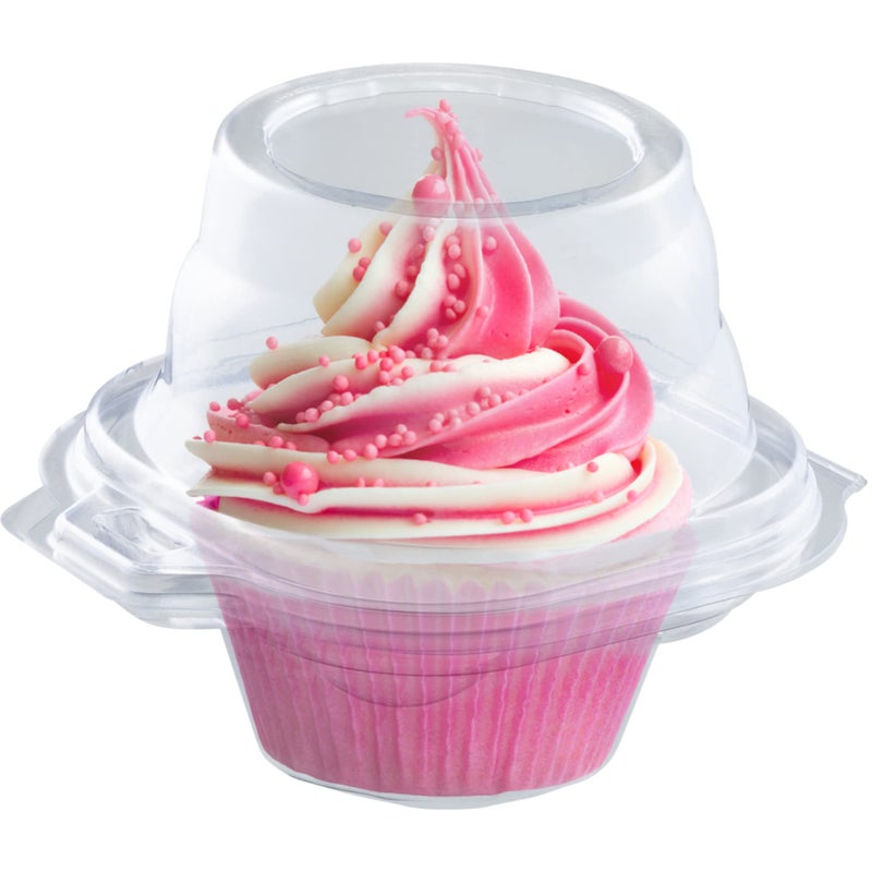 Supellectilem Individual Cupcake Containers (100 Pack) | Clear Plastic Disposable Cupcake Boxes/Holders | Single Cupcake Holder with Dome Lid Bulk | BPA-Free Plastic Cupcake Muffin Container Carrier Boxes to Go - Image 2