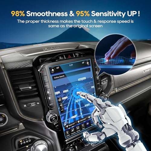 LFOTPP 12In Ram Screen Protector for 2019-2021 2022 2023 2024 D*odge RAM 1500 2500 3500 Glass Uconnect Laramie Longhorn Limited Navigation Touchscreen - Image 4