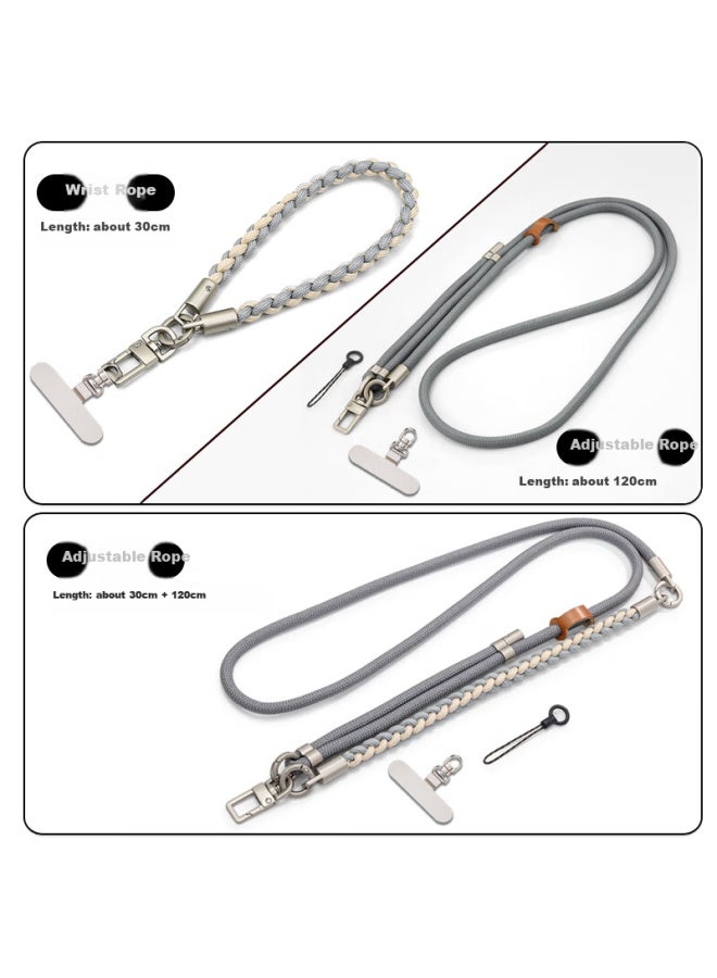 Bzbc Three-in Phone Lanyard, Crossbody, Wearable, Adjustable Neck Strap, Phone Case Pendant, Wrist Strap, Braided Chain, Anti-loss Cord, Outdoor Multifunctional Dual-use High-end Strap, Anti-loss Cord - Image 1