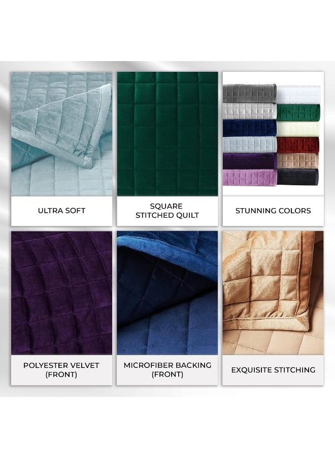 Tribeca Living Tribeca Living Florence Velvet Oversized Solid Quilt Set, Haze Blue, Queen  - Image 5