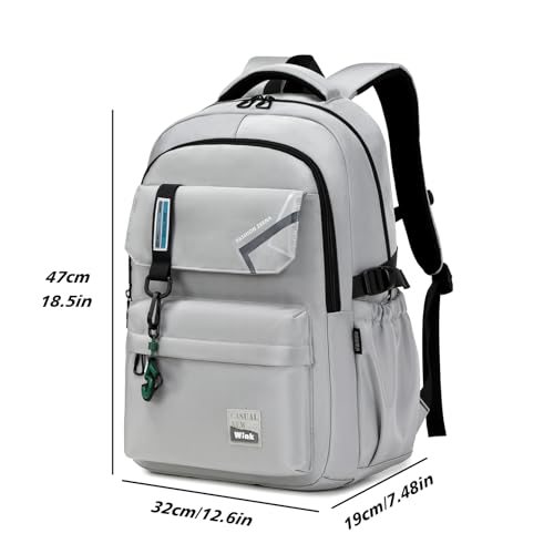 ZHIERNA School Backpack for Boys Middle School Elementary Bookbags for Teens Boys, Waterproof Lightweight Casual Daypack(Light Gray) - Image 2