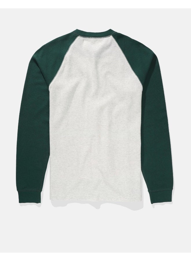 American Eagle - AE Long-Sleeve Raglan Thermal T-Shirt - Image 1