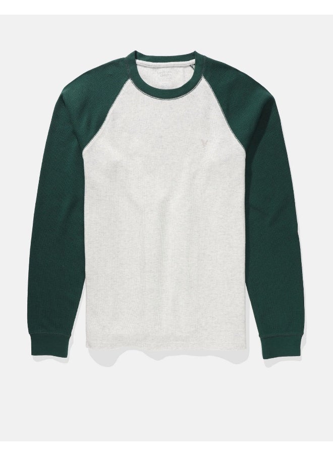 American Eagle - AE Long-Sleeve Raglan Thermal T-Shirt - Image 1
