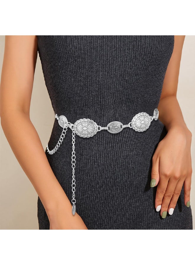 Western Metal Concho Belt for Women Cowgirl Chain Belts for Dresses Jeans Country Concert Outfit - Image 5