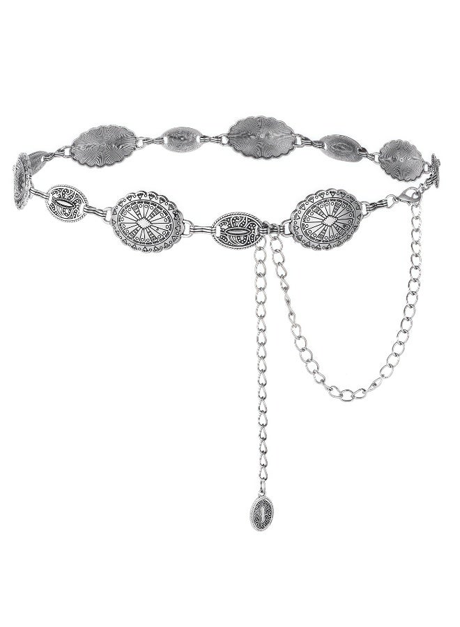 Western Metal Concho Belt for Women Cowgirl Chain Belts for Dresses Jeans Country Concert Outfit - Image 1