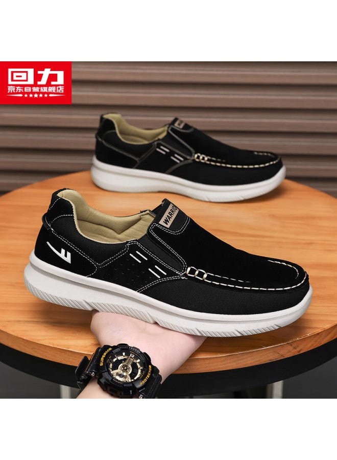 Warrior Canvas Men's Shoes Autumn New Slip-on Comfortable Canvas Shoes Black Size 41