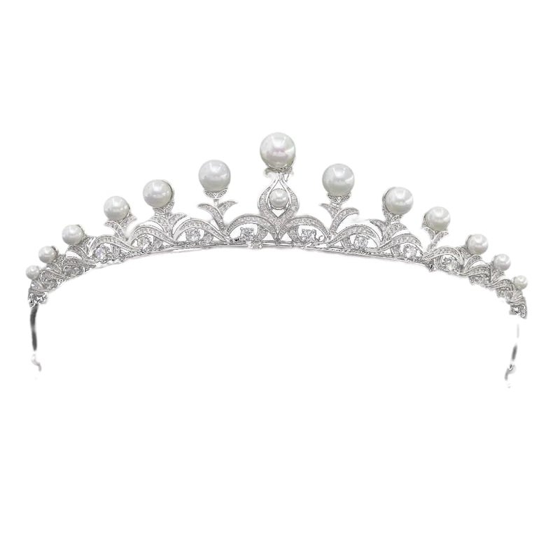 SEPBRIDALS Classic Cubic Zirconia Pearls Wedding Bridal Tiara Crown Women Hair Accessories Jewelry CH10046 - Image 1