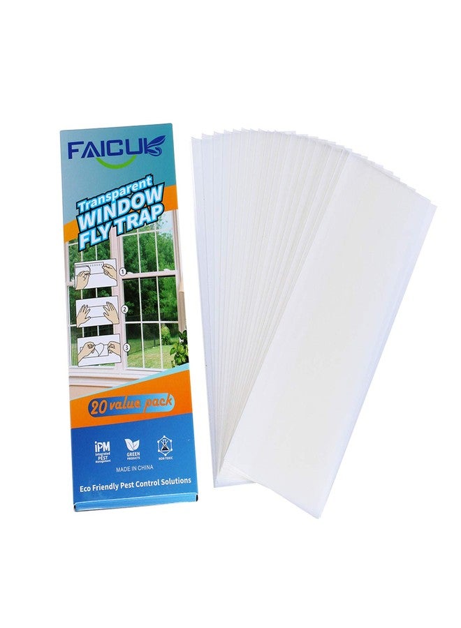 Faicuk 20-Pack Clear Window Fly Traps Sticky Fly Strip for Indoor Houseflies Nontoxic and Pesticide-Free - Image 1