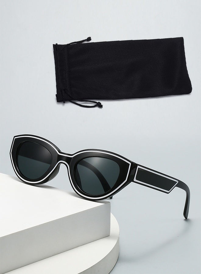 نظارات شمسية بيضاوية عتيقة للنساء، نظارات شمسية صغيرة عصرية بتصميم عين القطة بتصميم بيضاوي من التسعينيات - Image 1