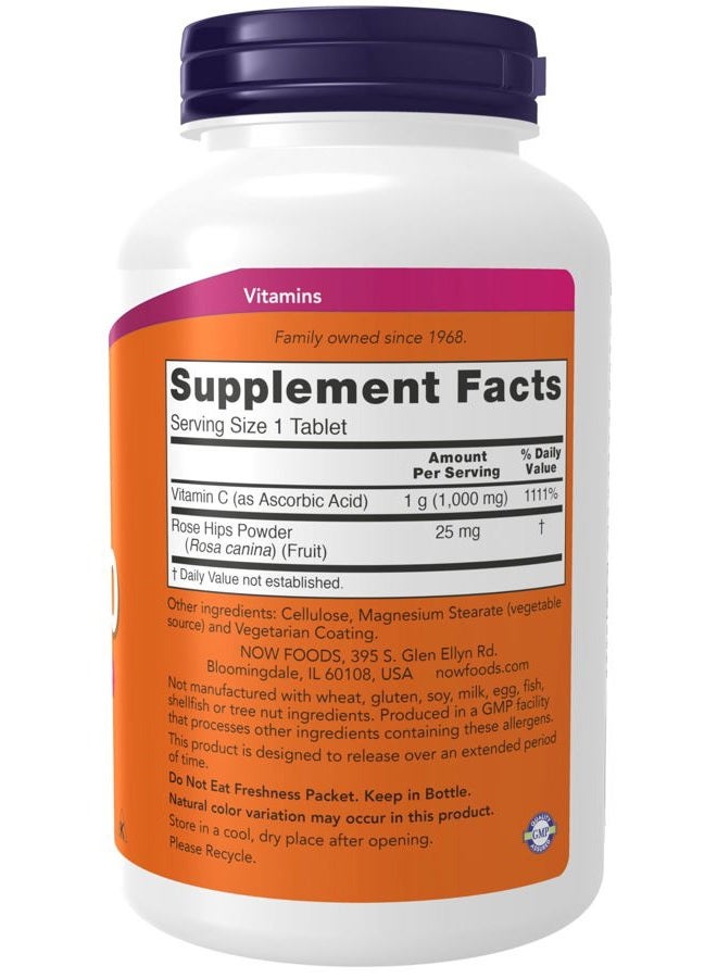 Now Foods Vitamin C-1000 With Rose Hips, SUStained Release - 250 Tablets - Image 2