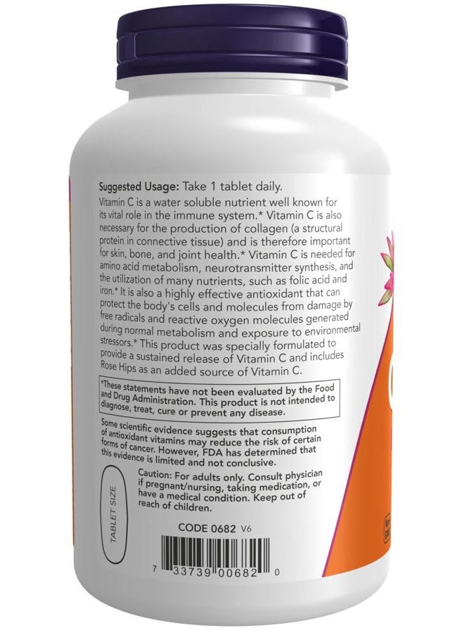 Now Foods Vitamin C-1000 With Rose Hips, SUStained Release - 250 Tablets - Image 3