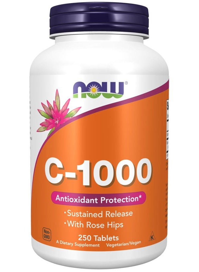 Now Foods Vitamin C-1000 With Rose Hips, SUStained Release - 250 Tablets - Image 1