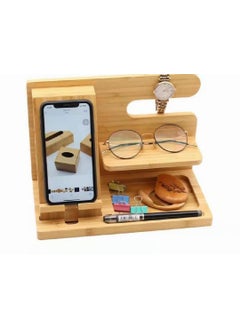 Wooden Keychain Wallet Stand Watch Mens Gift OrganizerBeige White Beige White