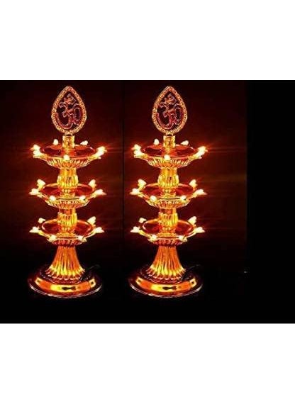 DIKANSHA - DIKANSHA 3 Layer with 21 Lights Click to Open expanded View Deep Flicker Jyoti Bulb for Diwali Home Tample Decoration Pack of 2 - Image 1