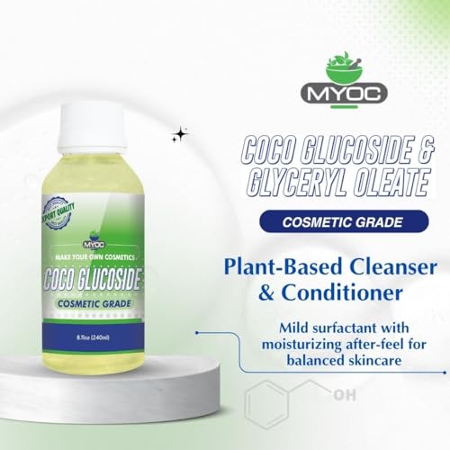 Myoc مايوك كوكو جلوكوزيد وزيت الجلسرين | مادة خافضة للتوتر السطحي من الدرجة التجميلية ووكيل إعادة الدهن لصيغ العناية بالشعر والبشرة اللطيفة | لغسول الوجه، غسول الجسم والشامبو - 240 مل / 8.11 أونصة سائلة - Image 2