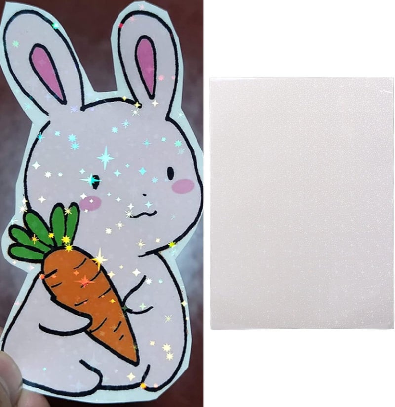 50 Sheets Holographic Cold Laminate Sheet, 11.8x8.4in Cuttable Holographic Laminating Paper for Badge DIY Craft Supplies, Tear Proof (Type 2) - Image 5