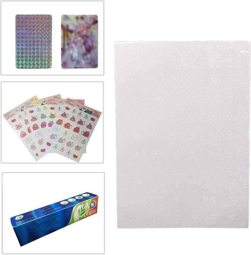 50 Sheets Holographic Cold Laminate Sheet, 11.8x8.4in Cuttable Holographic Laminating Paper for Badge DIY Craft Supplies, Tear Proof (Type 2) - Image 4
