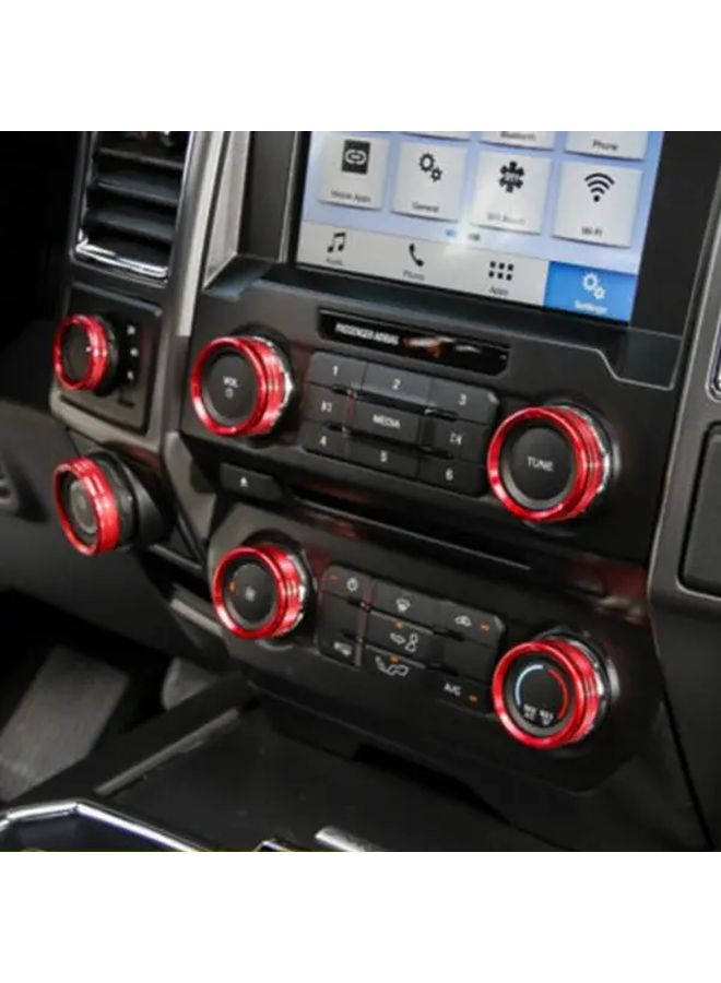Red Knob Ring 6pcs For Car Air Conditioning Audio Headlight Switch Cover - Image 2