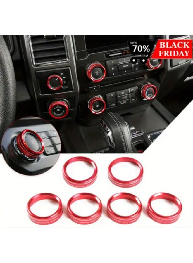 Red Knob Ring 6pcs For Car Air Conditioning Audio Headlight Switch Cover - Image 4