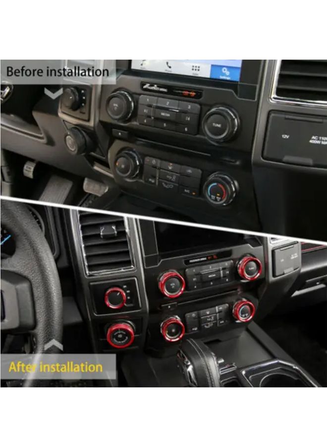 Red Knob Ring 6pcs For Car Air Conditioning Audio Headlight Switch Cover - Image 5