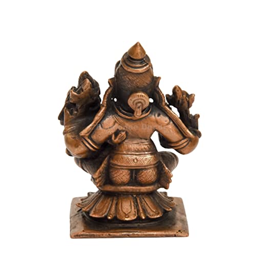 Bhimonee Decor Handmade Copper Lakshmi Narasimha Swamy Idol | 2.75 Inches | Patina Antique Finish | Divine Hindu God Statue | Lord Narasimha with Goddess Lakshmi | - Image 4