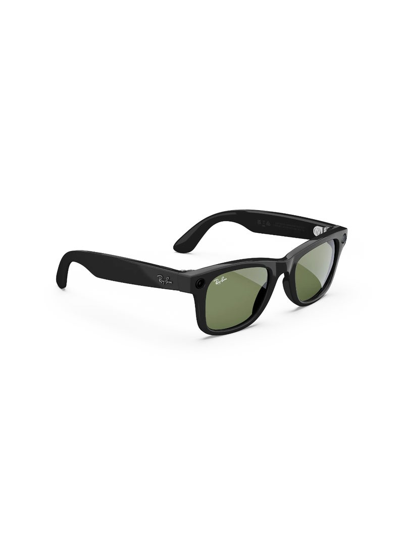 Meta Renewed - Ray-Ban Wayfarer (Gen 1) Shiny Black Frame Green Lens Standard High Bridge - Image 3