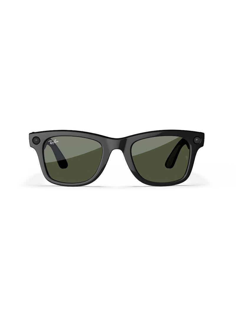 Meta Renewed - Ray-Ban Wayfarer (Gen 1) Shiny Black Frame Green Lens Standard High Bridge - Image 2