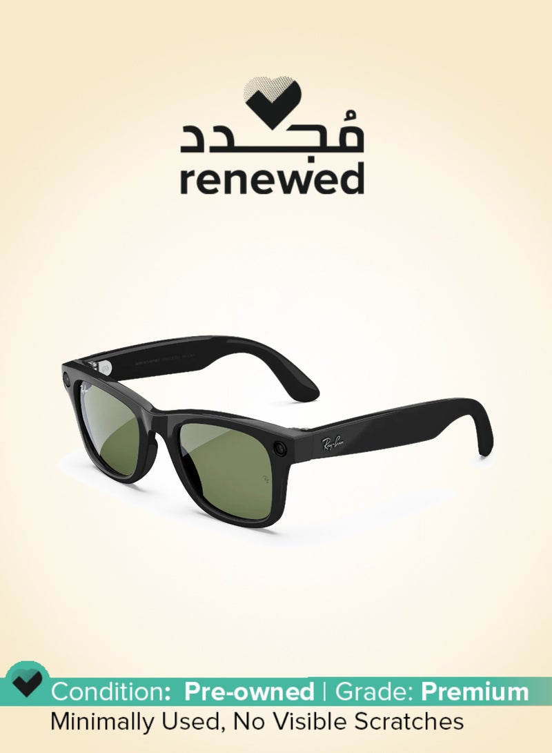 Meta Renewed - Ray-Ban Wayfarer (Gen 1) Shiny Black Frame Green Lens Standard High Bridge - Image 1