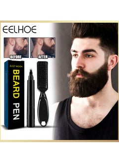 East Moon Beard Pencil Filler for Men, Long Lasting Beard Filling Pen Kit with Brush and Beard Styling Comb Tool Creates Natural Looking Beard, Moustache and Eyebrows  - Image 1