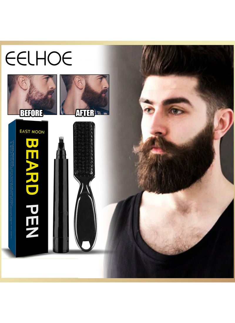 East Moon - Beard Pencil Filler for Men, Long Lasting Beard Filling Pen Kit with Brush and Beard Styling Comb Tool Creates Natural Looking Beard, Moustache and Eyebrows - Image 1