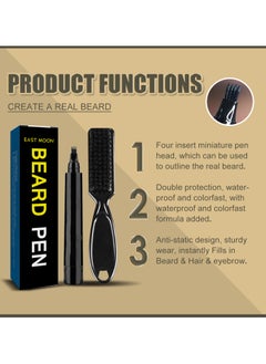 East Moon Beard Pencil Filler for Men, Long Lasting Beard Filling Pen Kit with Brush and Beard Styling Comb Tool Creates Natural Looking Beard, Moustache and Eyebrows  - Image 2