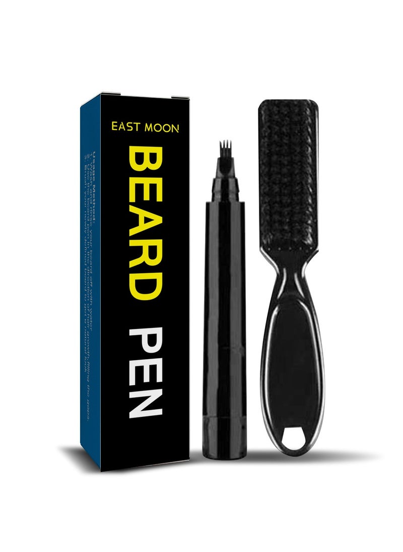 East Moon - Beard Pencil Filler for Men, Long Lasting Beard Filling Pen Kit with Brush and Beard Styling Comb Tool Creates Natural Looking Beard, Moustache and Eyebrows - Image 1