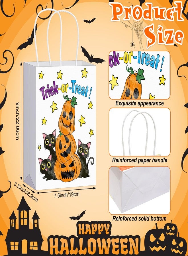 Abbylike 72 Pcs Halloween Coloring Bags DIY Trick or Treat Coloring Goodie Bags Paper Halloween Party Favor Gift Handbags Bulk with 48 Markers for Holiday Crafts Decorations Birthday Party Supplies - Image 2
