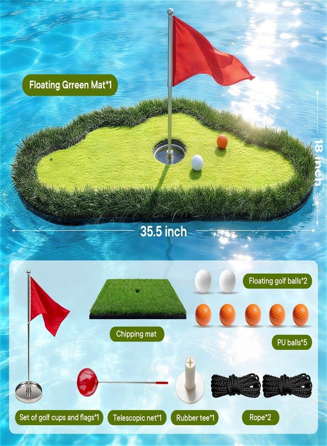AILE Floating Golf Green for Pool, Pool Golf Game Putting Green Mat with Ball Retriever & Anti-Drift Ropes, Floating Golf Putting Turf Game Set for Party and for Golf Enthusiasts to Practice - Image 2